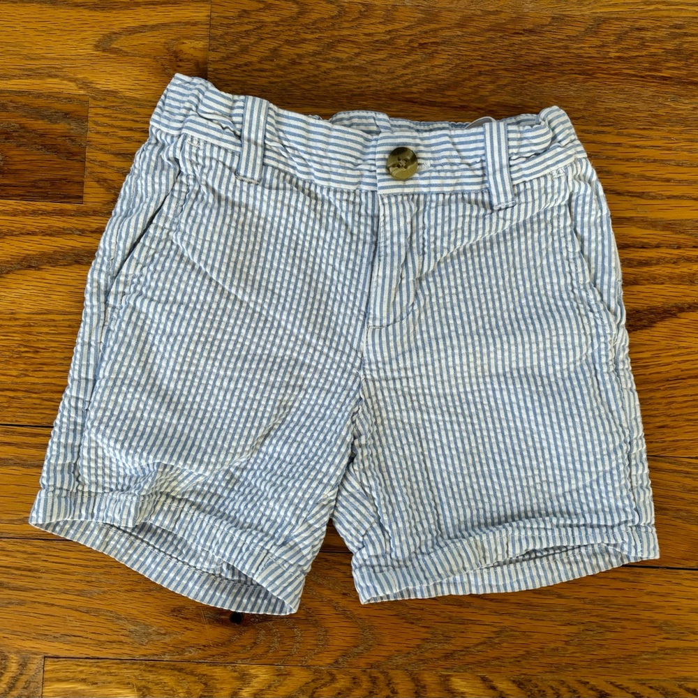 Janie and Jack Blue and White Seer Sucker Striped Shorts size 2T